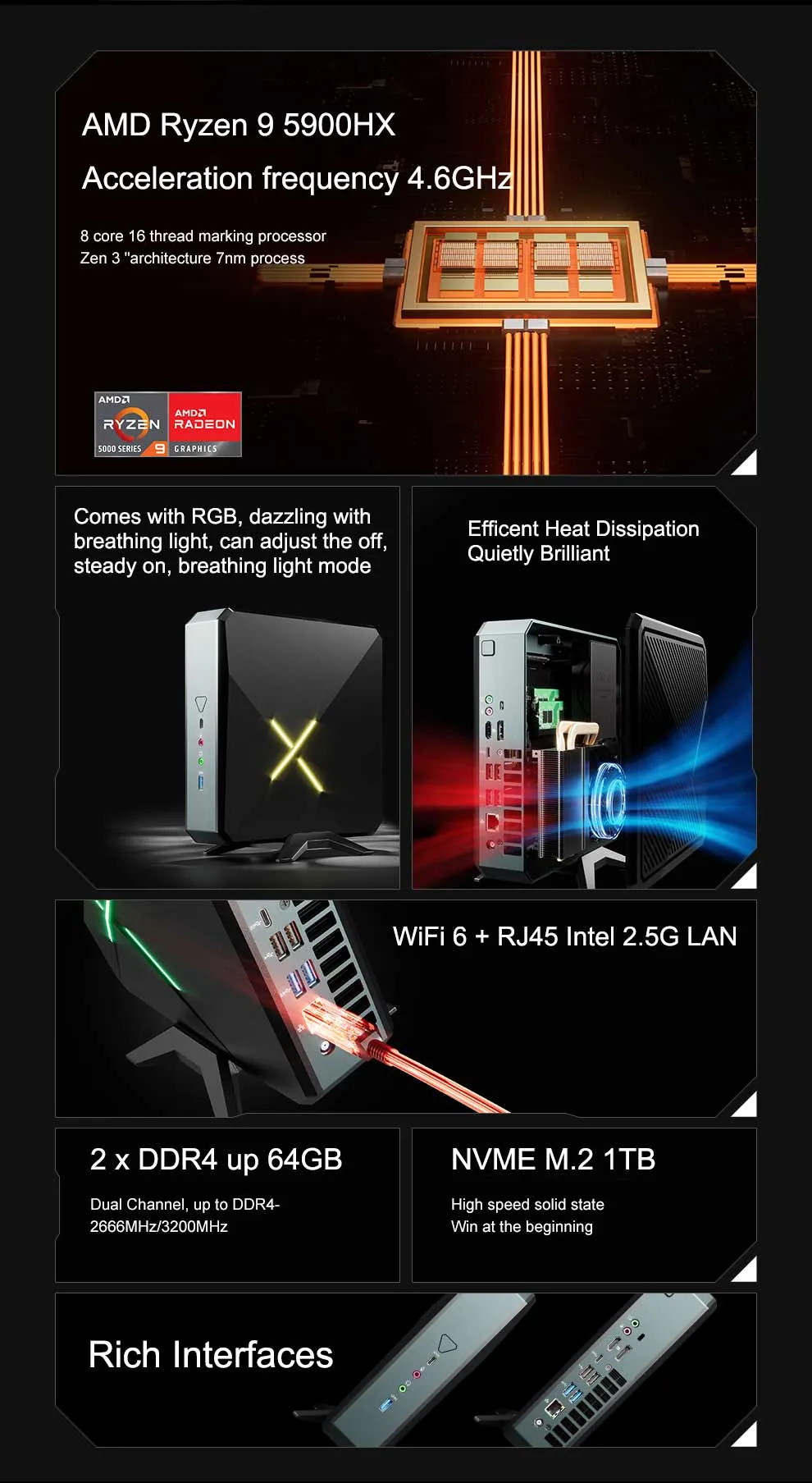 A5 Ryzen 9 RGB Gaming Mini PC detail section