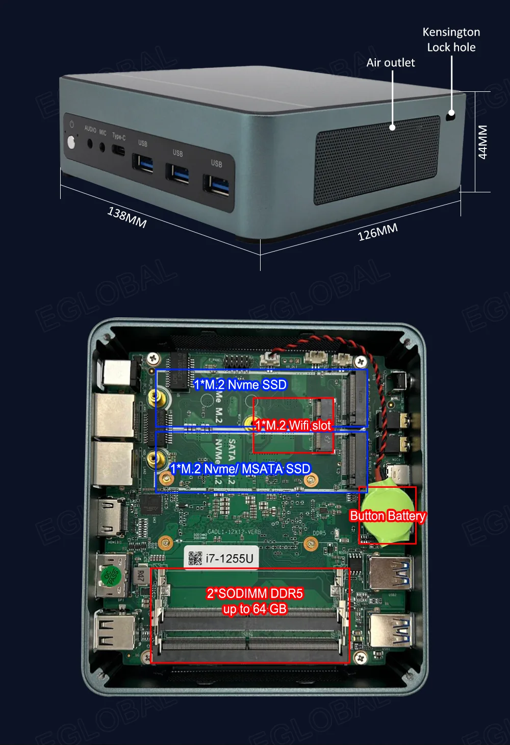 F3 DDR5 Triple-Display Mini PC detail section