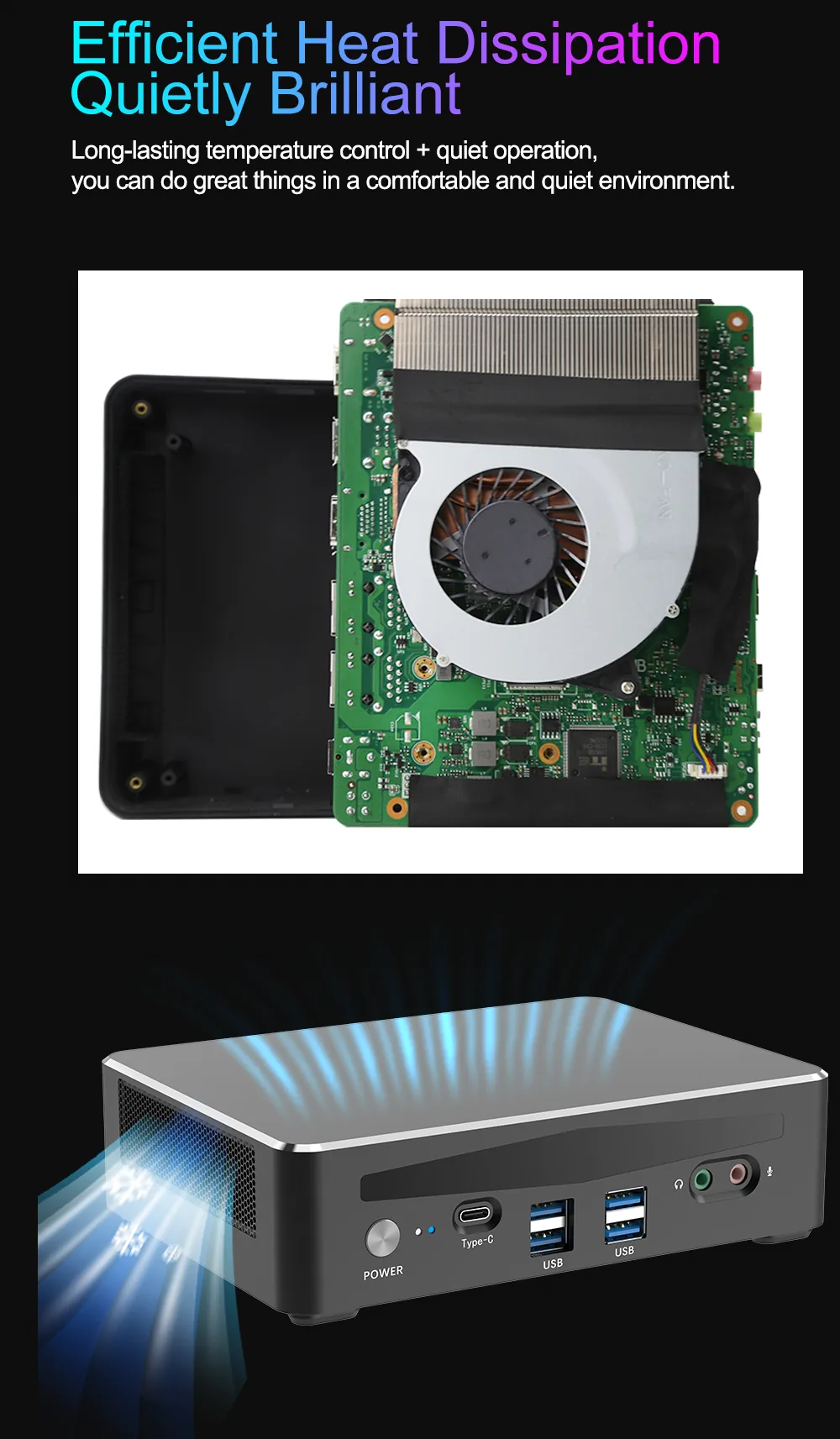 F9 Quad-Display 2.5G Mini PC detail section